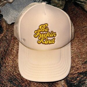Be Kind Trucker Hat - Cream and Gold